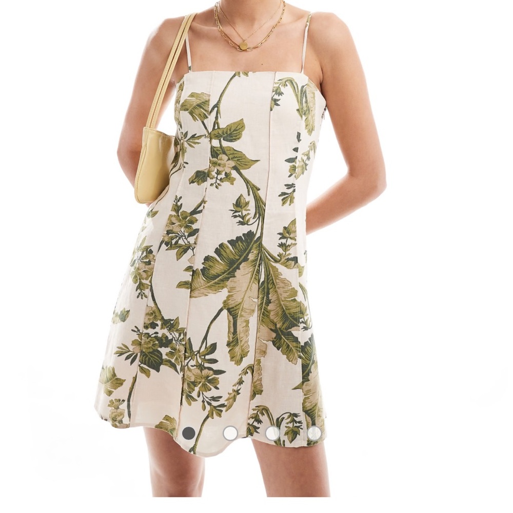 Floral Print Mini Dress linen blend